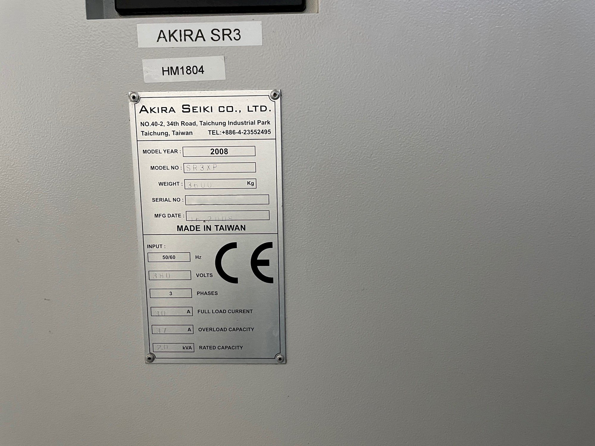 Akira Seiki SR3XP Vertical Machining Center
