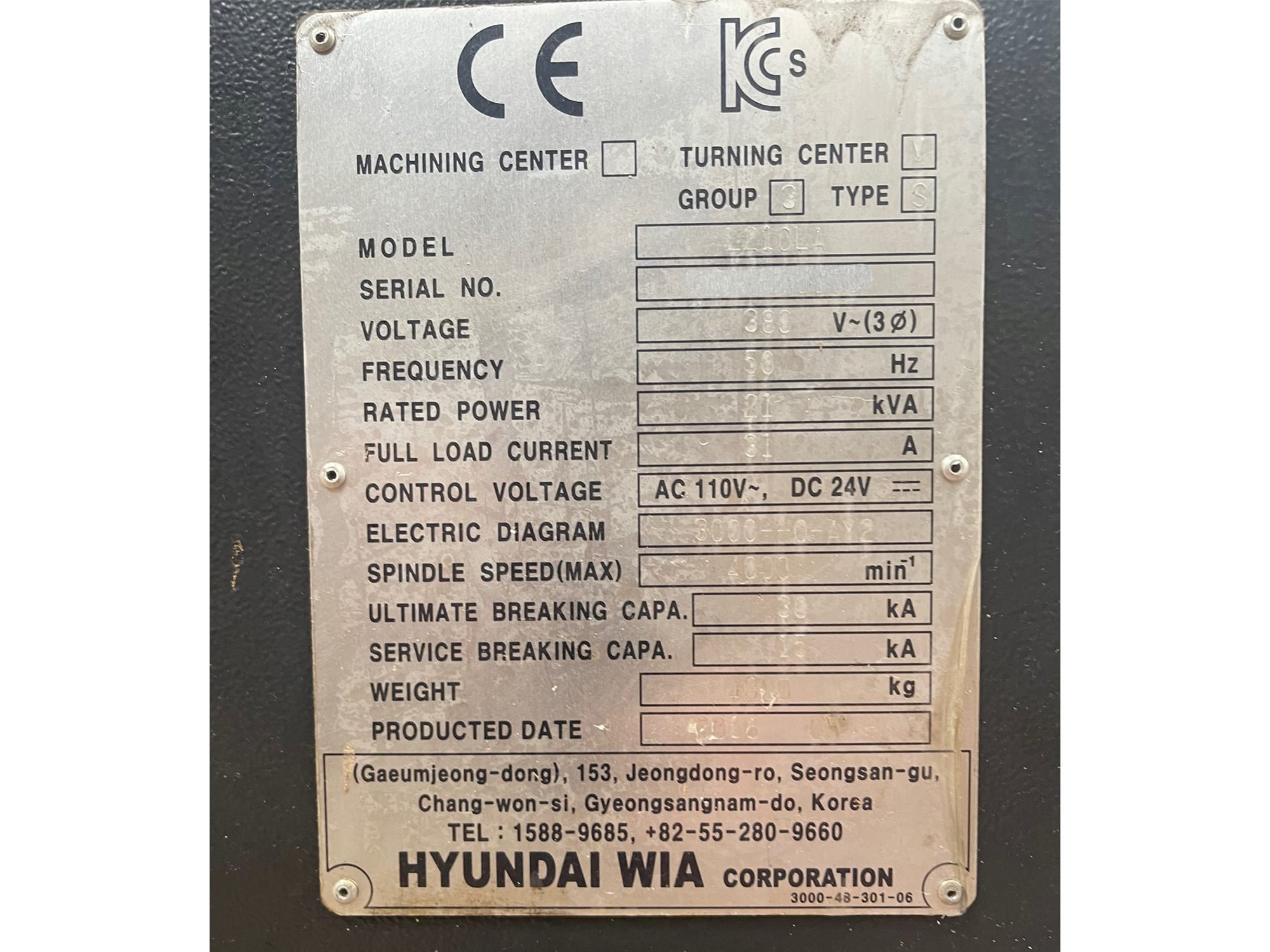 Hyundai Wia L210LA Torna tezgahı